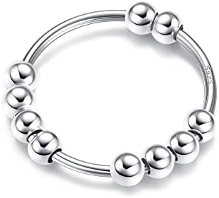 YADOCA 925 Anillos de Ansiedad de Plata Esterlina para Mujeres Niñas con Cuentas Anillos Apilables Giratorio Anti Ansiedad Anillo Spinner Fidget Ring YADOCA 925 Anillos de Ansiedad de Plata Esterlina para Mujeres Niñas con Cuentas Anillos Apilables Giratorio Anti Ansiedad Anillo Spinner Fidget Ring