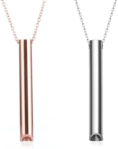 2 piezas Collar de Respiración de Aliviar Ansiedad Collar de Silbato de Acero Inoxidable Portátil Collar de Ejercicio de Respiración Profunda Consciente para Hombre Mujer Meditar Antiestrés Relajar