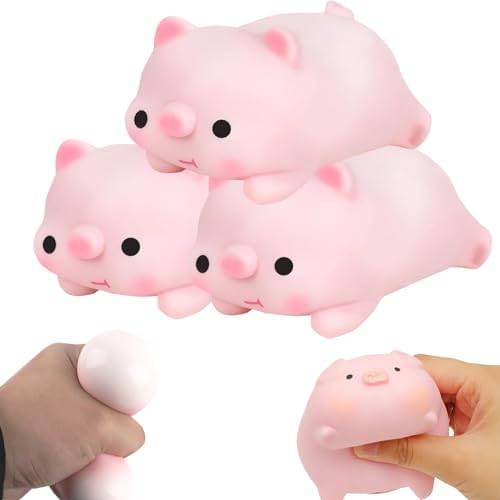 Juguete antiestrés para cerdo, 3 unidades, pelota de estrés de cerdo, juguete para apretar el estrés, juguete para aliviar la ansiedad y calmar Juguete antiestrés para cerdo, 3 unidades, pelota de estrés de cerdo, juguete para apretar el estrés, juguete para aliviar la ansiedad y calmar