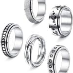 TOFBS 5 Piezas Anxiety Ring Anillos Giratorios para Mujer Juego De Anillos De Acero Inoxidable Fidge...