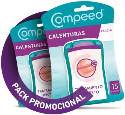 COMPEED Calenturas, Tratamiento para calenturas labiales, Cura rápidamente, Tamaño de los parches 1,5 x 1,5 cm, 15 Unidad ( Paquete de 2) COMPEED Calenturas, Tratamiento para calenturas labiales, Cura rápidamente, Tamaño de los parches 1,5 x 1,5 cm, 15 Unidad ( Paquete de 2)
