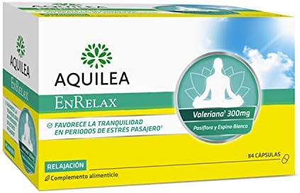 AQUILEA Enrelax 84 Cápsulas – Complemento Alimenticio Natural Para Favorecer la Tranquilidad – Valeriana + Pasiflora + Espino Blanco AQUILEA Enrelax 84 Cápsulas – Complemento Alimenticio Natural Para Favorecer la Tranquilidad – Valeriana + Pasiflora + Espino Blanco