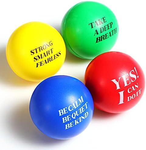 Bolas Motivacionales de Estrés para Niños y Adultos 4 Bolas para Aliviar Estrés con Citas Bolas de Espuma Inspiradoras Rojas Verdes Azules Amarillas Pelota Divertida de Ansiedad para Estrés