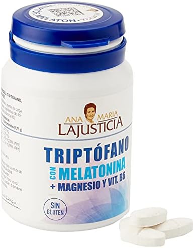 Ana Maria Lajusticia -Triptófano con melatonina + magnesio + VIT B6. Induce al sueño y mejora la calidad del sueño. Apto para veganos. 60 comprimidos