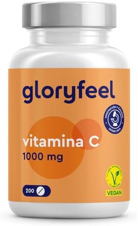 gloryfeel® Vitamina C 1000 mg – Suministro para 7 Meses – Solo 1 Tableta al Día – Vitamina C Pura – Para el sistema inmunológico – Reduce el cansancio y la fatiga – Sin aditivos
