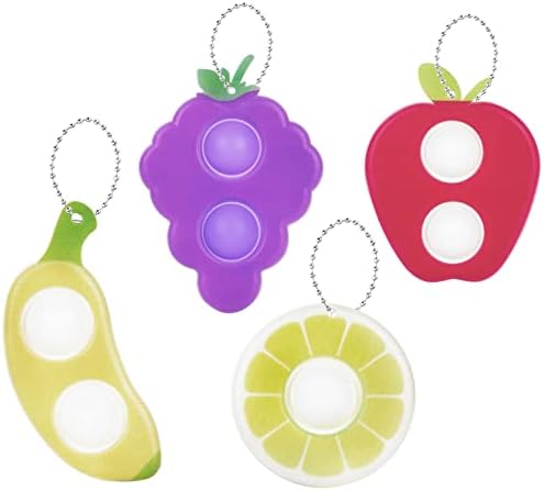 Ainiv Pop Push it Fidget Toy, 4PCS Bebe Juguete Pop Fidget Toy Juguete Antiestrés, Juguetes sensoriales con Forma de Plátano y Manzana y UVA y Limon, para aliviar la ansiedad y el Autismo