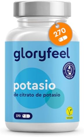 Potasio – 270 cápsulas – Altamente dosificado: 2446mg por dosis diaria, de los cuales 800mg son Potasio puro – Mineral esencial para la función muscular y la tensión arterial – 100% vegano
