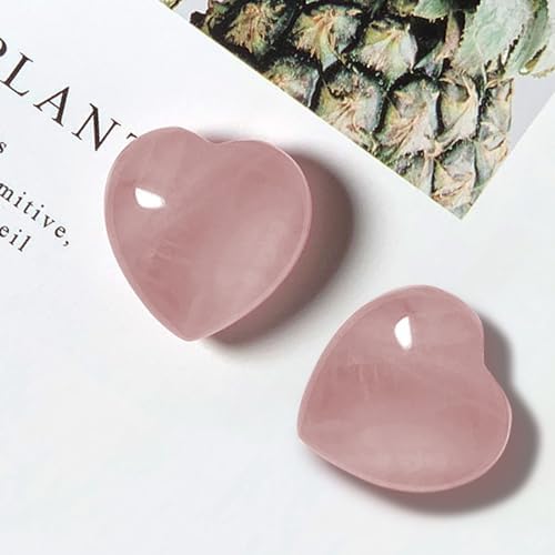 MIYUANGKJ 45 mm cuarzo rosa piedra cristales corazón, 2 unidades de cristales curativos rosas, piedras de la suerte, amor cristal piedra regalo San Valentín, piedras de palma, para aliviar la ansiedad