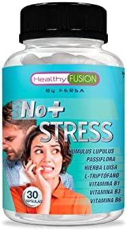 Healthy Fusion NO + STRESS | Relajante natural | Triptófano con Hierba Luisa, Pasiflora y Vitaminas B6 B3 y B1 | Calma los nervios, el estrés y la ansiedad | Mejora la concentración | 30 Caps.