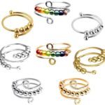 SHOWHEEL 8 Piezas Anillos Giratorios de Ansiedad,Anillo de Ansiedad Ajustable,Giratorios Fidget Anil...