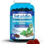 VITALDIN Gominolas de extracto de Raíz de Ashwagandha – 60 Gummies, 300 mg KSM-66 & 1.000 IU Vitamin...
