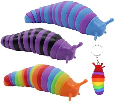 InGke Fidget Slug Juguetes, 4pcs 3D sensoriales articulados Slug Fidget Juguete ansiedad Alivio estrés Oficina Escritorio Juguete Divertido Educativo Regalo de Juguete para Niños Adultos