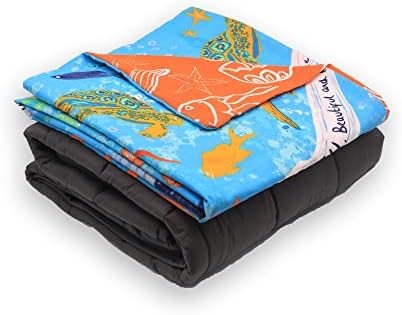 Happy Linen Company Manta con peso lavable para niños Ocean Friends Sealife azul de 7 libras, 90 x 120 cm, manta con peso y calma la gravedad, para terapia de ansiedad Happy Linen Company Manta con peso lavable para niños Ocean Friends Sealife azul de 7 libras, 90 x 120 cm, manta con peso y calma la gravedad, para terapia de ansiedad