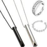 EL SUTIL ARTE DE QUE (CASI TODO) TE IMPORTE UNA MIERDA: 2805 (HARPERCOLLINS) 16 4Piezas Collar de Respiración Set, Collar de Silbato Acero Inoxidable con 2 Colores y 2 Anillos, Col...