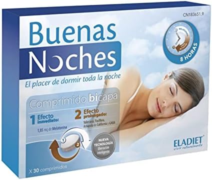 Pastillas para Dormir – Complemento Alimenticio con Melatonina, Pasiflora y Valeriana – 30 Comprimidos – Eladiet Pastillas para Dormir – Complemento Alimenticio con Melatonina, Pasiflora y Valeriana – 30 Comprimidos – Eladiet
