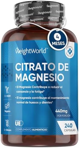 Citrato de Magnesio 1480mg, 240 Cápsulas Veganas – 440mg de Magnesio Puro de Alta Biodisponibilidad, Reduce Cansancio y Fatiga, Equilibra los Electrolitos, Suplemento Deportivo Citrato de Magnesio 1480mg, 240 Cápsulas Veganas – 440mg de Magnesio Puro de Alta Biodisponibilidad, Reduce Cansancio y Fatiga, Equilibra los Electrolitos, Suplemento Deportivo