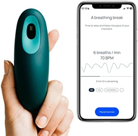 Moonbird Dispositivo de respiración y meditación – Alivio instantáneo del estrés, alivio de la ansiedad, relajación para mujeres y hombres – Ayuda con un mejor sueño, estrés y salud general – azul