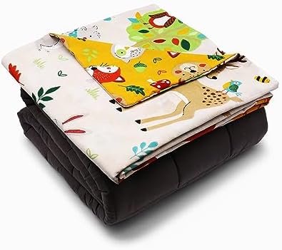 Happy Linen Company Manta y funda lavable con peso para niños y niñas, diseño de animales del bosque, 2,3 kg, 90 x 120 cm, lavable, para terapia de ansiedad Happy Linen Company Manta y funda lavable con peso para niños y niñas, diseño de animales del bosque, 2,3 kg, 90 x 120 cm, lavable, para terapia de ansiedad