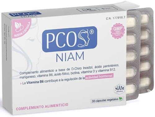 PCOS – Complemento alimenticio con D-Chiro Inositol, vitaminas y minerales – 30 cápsulas – Con Ácido Pantoténico