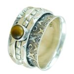El arte de respirar para vivir mejor - Con ejercicios prácticos: Técnicas de respiración Yogui con ejercicios fáciles para hacer en 5 minutos y vivir con salud física y mental. 6 Anillo giratorio de plata con piedras preciosas de ojo de tigre, anillo giratorio hermoso hecho a ma...