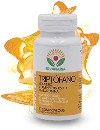 Triptófano con Magnesio – Vitaminas B6 B5 B3 – Melatonina y Espirulina | 60 Comprimidos | Menos Cansancio y Fatiga – Mejor Estado de Ánimo – Concentración – Regula El Sueño y la Ansiedad
