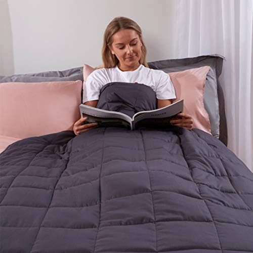 Highams – Manta con Peso de 8 kg para Adultos, Terapia de ansiedad, calmante, Efecto sueño, con Cuentas de Vidrio en el Acolchado, para Cama de tamaño Doble o King – 150 x 200 cm