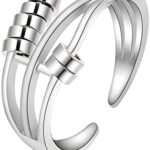EUDORA Harmony Ball Anillos Ansiedad para Mujer Plata de Ley 925, Anillos Antiestres para Aliviar el...