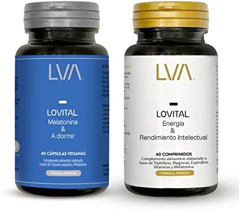LOVITAL Melatonina y Triptófano Pack | Problemas de sueño, Insomnio, Estrés y Ansiedad | Dormir bien, Relajación y Reducción de Ansiedad | 120 cápsulas