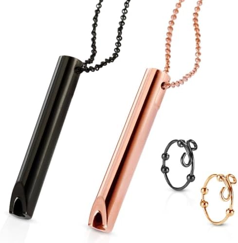 Lucktao Collares de Respiración,Anillos Giratorios de Ansiedad, Dispositivo de Ejercicio de Respiración para Meditación,Collar de Alivio de La Ansiedad, Pánico, Ralentización de La Respiración