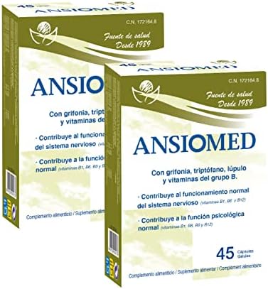Pack de 2 Ansiomed 45 cápsulas – Herbetom Bioserum | Complemento alimenticio con grifonia, triptófano, lúpulo y vitaminas