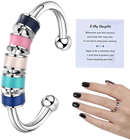Anillos giratorios para mujeres con ansiedad, anillos para aliviar la ansiedad con cuentas de color, anillos giratorios esmaltados para aliviar los anillos abiertos con cuentas de color giratorias Anillos giratorios para mujeres con ansiedad, anillos para aliviar la ansiedad con cuentas de color, anillos giratorios esmaltados para aliviar los anillos abiertos con cuentas de color giratorias