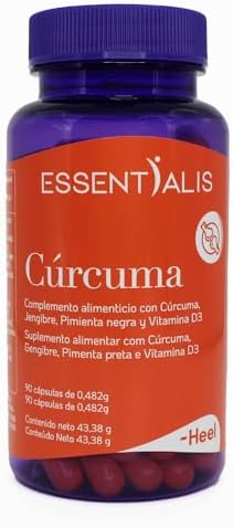 Essentialis Cúrcuma – Cúrcuma Curcumina, Pimienta Negra (Piperina), Jengibre y Vitamina D3 – Ayuda Flexibilidad y Bienestar Articular – Ayuda a la Función Digestiva – 90 cápsulas – 3 meses Essentialis Cúrcuma – Cúrcuma Curcumina, Pimienta Negra (Piperina), Jengibre y Vitamina D3 – Ayuda Flexibilidad y Bienestar Articular – Ayuda a la Función Digestiva – 90 cápsulas – 3 meses