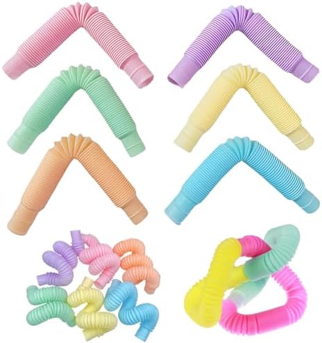BCBF 12 Piezas Tubos Sensoriales Niños,Juguetes Sensoriales De Tubo Elástico,Juguetes Antiestrés De Colores, Juguetes para Aliviar El Estrés Y La Ansiedad Adecuado para Niños Y Adultos(6Color)