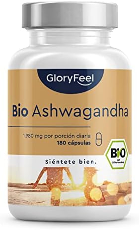 Ashwagandha ecológica – Withania somnifera con 1980mg por dosis diaria – 180 cápsulas – Auténtica baya del sueño de la India – Sin aditivos – Probada en laboratorio y fabricada en Alemania