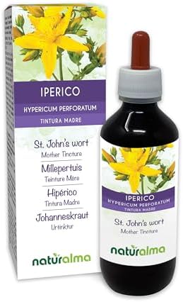 Hipérico o hierba de San Juan (Hypericum perforatum) hierba con flores Tintura Madre sin alcohol Naturalma | Extracto líquido gotas 200 ml | Complemento alimenticio | Vegano