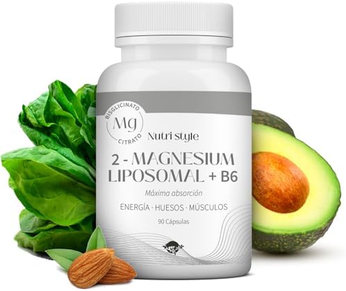 Citrato de Magnesio y Bisglicinato de Magnesio cápsulas con vitamina B6 – MAYOR ABSORCIÓN – Magnesio Liposomado más Asimilable – Energía, Huesos, Músculos, Sistema Nervioso – 90 cápsulas Espadiet
