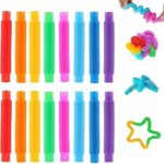 4 Piezas Sensorial Herramientas, Pop it Fidget Toy, POPI Antiestres, Silicona Sensorial Fidget Juguete, Push Pop Bubble Fidget Juguetes Antiestres, para Aliviar el Estrés y la Ansiedad 14 16 piezas Pop Tubes Mini Juguetes Sensoriales, Multicolor Manguera Extensible Educativa, Juguetes Se...