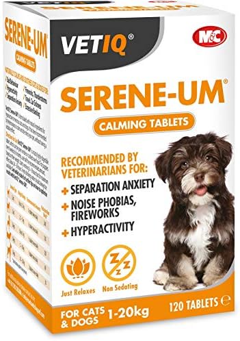 VETIQ Serene – Tabletas calmantes para gatos y perros, 120 tabletas, calmantes para perros solo en casa, fobias al ruido, fuegos artificiales, hiperactividad, sin efecto sedante, golosinas calmantes VETIQ Serene – Tabletas calmantes para gatos y perros, 120 tabletas, calmantes para perros solo en casa, fobias al ruido, fuegos artificiales, hiperactividad, sin efecto sedante, golosinas calmantes
