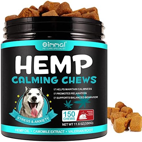 XAYGHE Golosinas Calmantes para Perros, Masticables Calmantes para Perros, Golosinas de Alivio de la Ansiedad de Cáñamo para Perros, Reduce el Estrés, Natural, 150 Unidades (Pato)