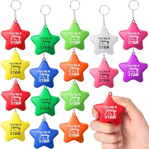 Otuuz 20 Bolas Antiestrés Motivacionales de Estrella Llavero de Bola de Estrés de Mano con Citas de Alivio Juguetes de Bolas de Ansiedad de Espuma Coloridas Alentadoras para Aliviar Estrés, 10 Colores Otuuz 20 Bolas Antiestrés Motivacionales de Estrella Llavero de Bola de Estrés de Mano con Citas de Alivio Juguetes de Bolas de Ansiedad de Espuma Coloridas Alentadoras para Aliviar Estrés, 10 Colores