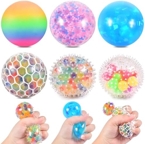 6 bolas antiestrés, juguetes antiestrés, juguetes antiestrés, juguetes para aliviar el estrés, alivio de la ansiedad, bolas de estrés para niños y adultos, regalos de cumpleaños