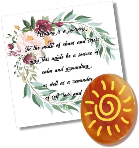OLYCRAFT 3.5×4.5cm Piedra Natural de Ágata Roja Sol Tallado Cristal Calmante Piedras Naturales de Ágata Reki Cristal con Significado Personalizado para Aliviar el Estrés Ansiedad Regalos