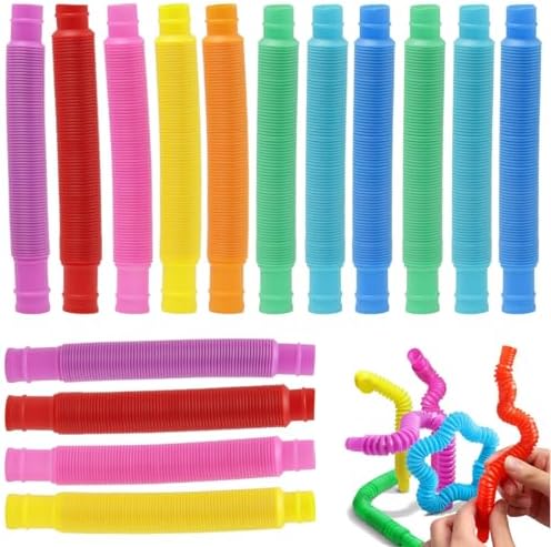 UTMACH 16 Piezas Mini Tubos Pop Juguetes Sensoriales Juguetes de Tubo Pop Fidget Tubos de Colores Juguetes Sensoriales Aliviar el estrés y la Ansiedad para Niños y Adultos(8 Colores)