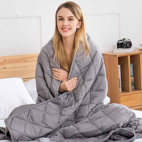 jaymag Manta Pesada para Adultos de 15 kg, para Autismo, ansiedad, insomnio, Alivio del estrés, Mantas de Terapia sensorial, 100% algodón Oeko-Tex, 180 x 200 cm, Color Gris