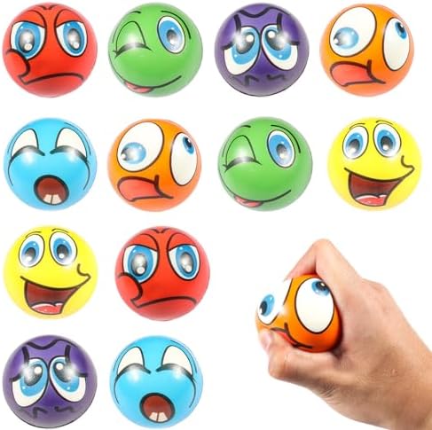 12 Piezas Pelota Antiestrés,Bolas Antiestres,Alivio de Estrés Emocional Juguetes, para Niños y Adultos de Emoji Squeeze Aliviar Ansiedad, Rellenos de Bolsas de Regalos
