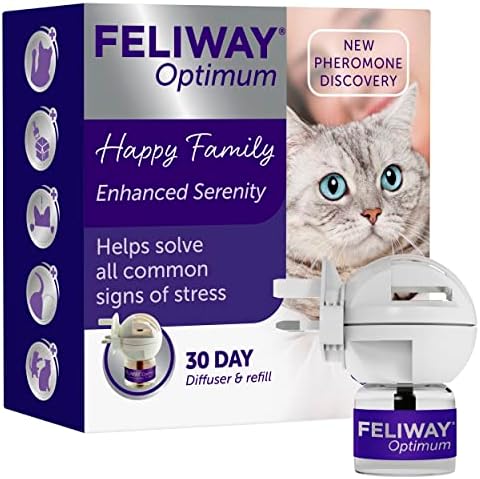 Feliway Difusor óptimo y Recarga de 30 días, la Mejor solución para aliviar la ansiedad de los Gatos, el conflicto de los Gatos y el estrés en el hogar Feliway Difusor óptimo y Recarga de 30 días, la Mejor solución para aliviar la ansiedad de los Gatos, el conflicto de los Gatos y el estrés en el hogar