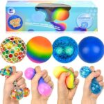 FOHYLOY Pelota antiestres, 4Pz Bolas antiestres Adultos niños Squishy Stress Ball Fidget Toys, Jugue...