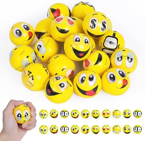 Ainiv Bola de Emoticonos, 20 Pieces Fidget Bolas con Sonrisa, Estrés Emoji Squeeze Juguetes Pelota Antiestres Niños, para Niños Adultos Aliviar La Ansiedad, Fiesta, Cumpleaños Regalo
