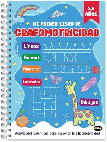 Finoly Mi Primer Libro Grafomotricidad – Niños de 3 a 6 años – Cuaderno Trazos y Preescritura – Aprender Actividades y Ejercicios Líneas Formas Números Laberintos Dibujos – Educación Infantil