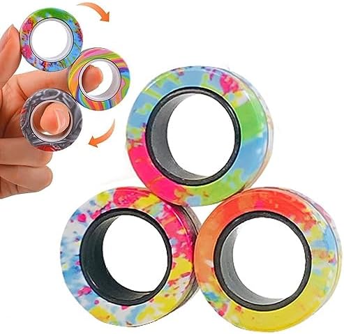 BCBF 3 Piezas Juguetes Antiestres Adultos,Anillos Magnéticos Fidget Toy,Fidget Toys,Fidget Pack Gran Regalo para Adultos,Adult Fidget Magnets Toy Rings para Terapia De Alivio De La Ansiedad（A）